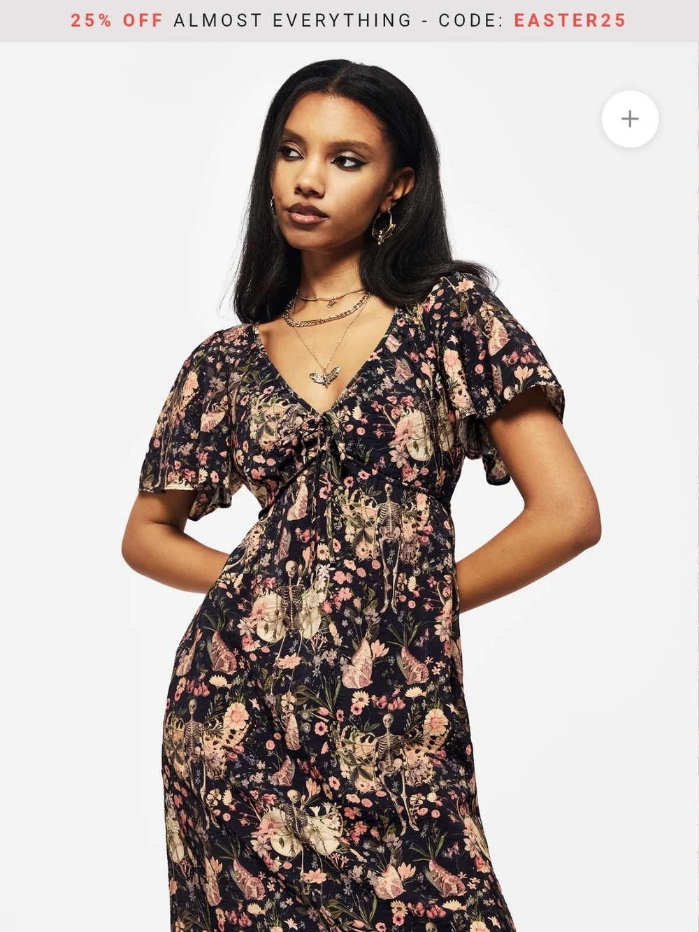 Disturbia Floral Skeleton Maxi Midi Dress - Picture 2 of 5